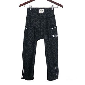 Lift Cyclewear Gray Geometric Print Padded Biking Cycling Capri Womens Sz XS